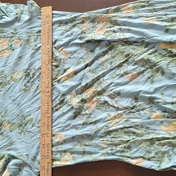 Peruvian Connection Green Floral Pima Cotton Shirt Dress Size Small - Picture 6 of 7